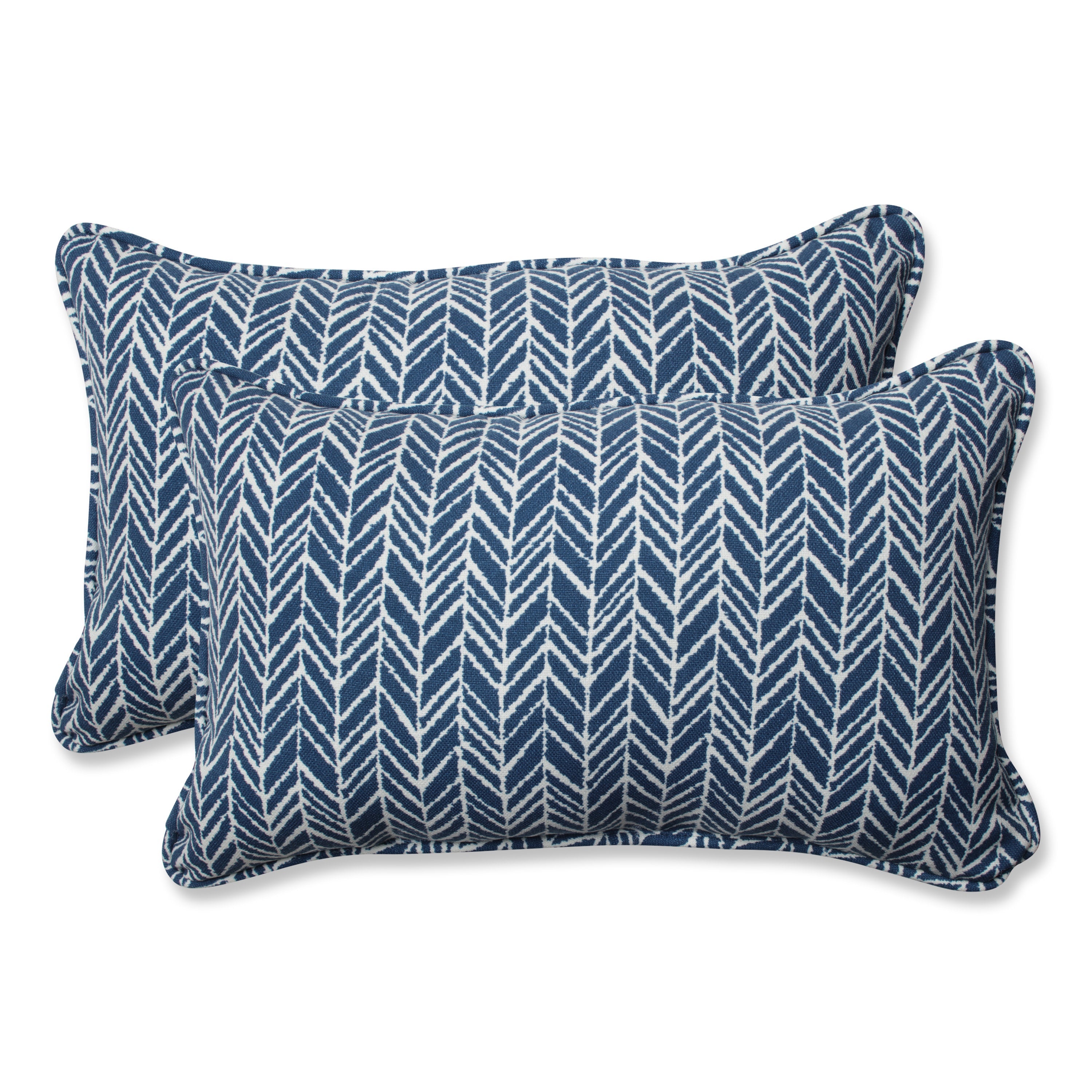 Herringbone Ink Blue Rectangular Throw Pillow (Set Of 2)
