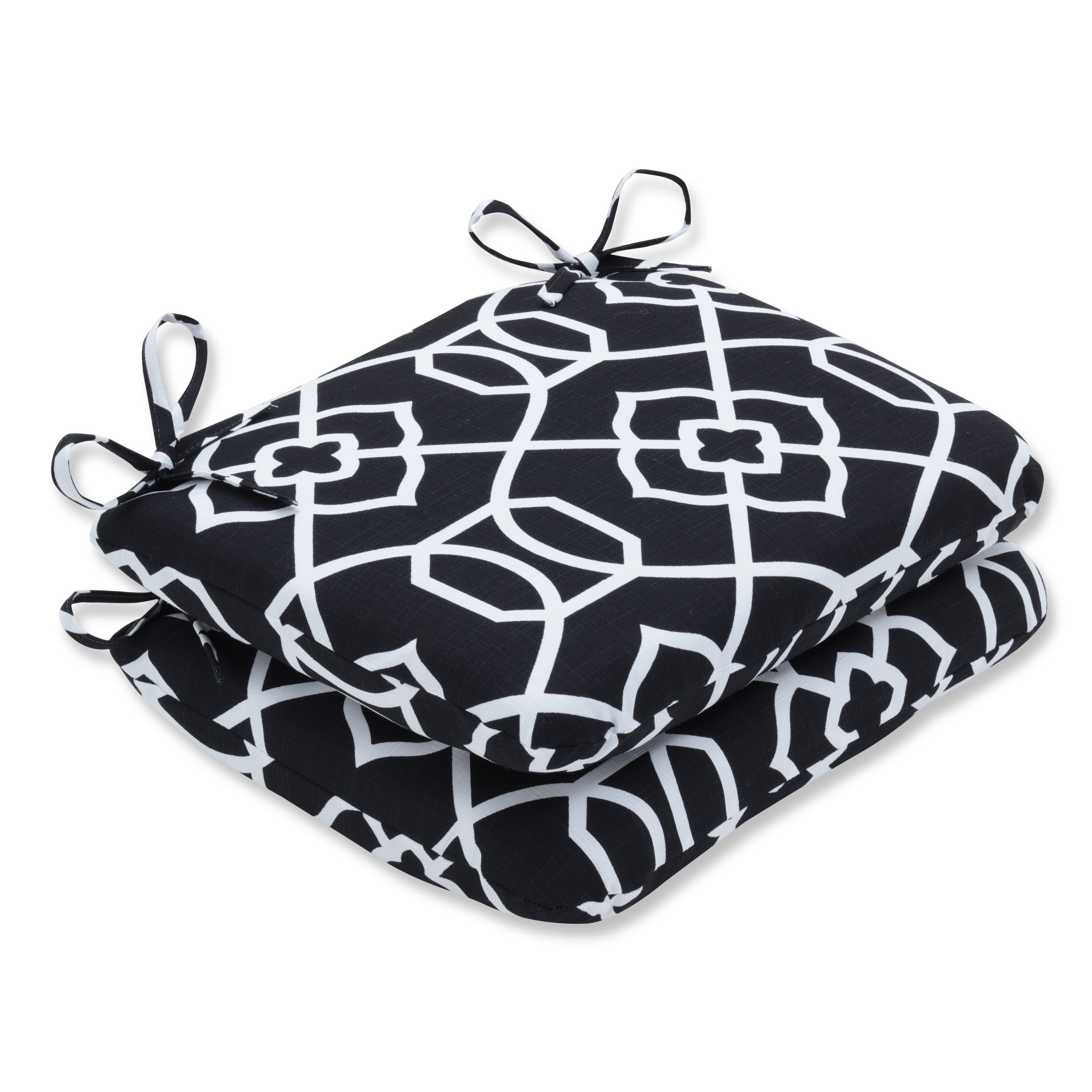 Kirkland Black Rounded Corners Seat Cushion (Set Of 2)