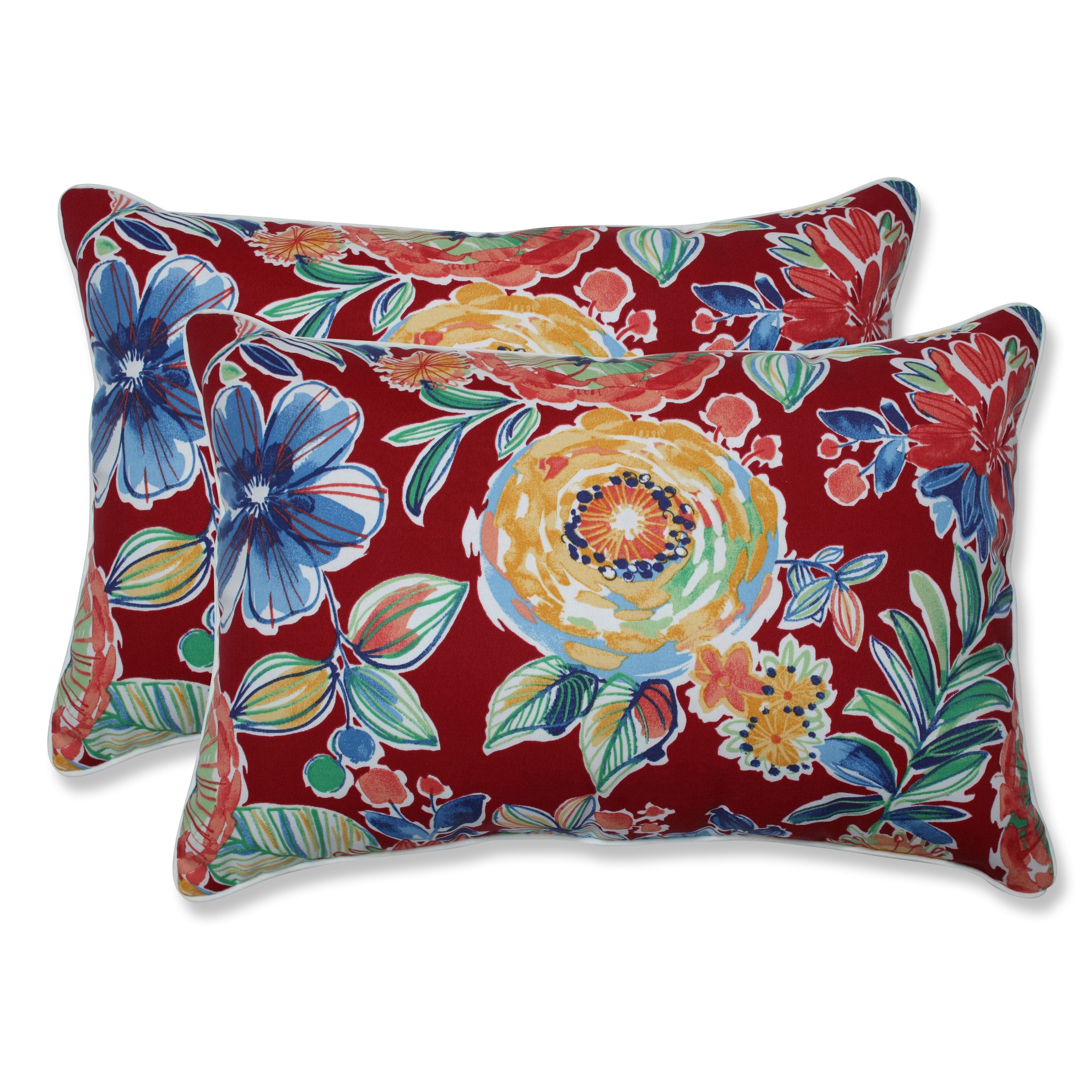 Outdoor/Indoor Colsen Berry Over-sized Rectangular Throw Pillow (Set of 2)