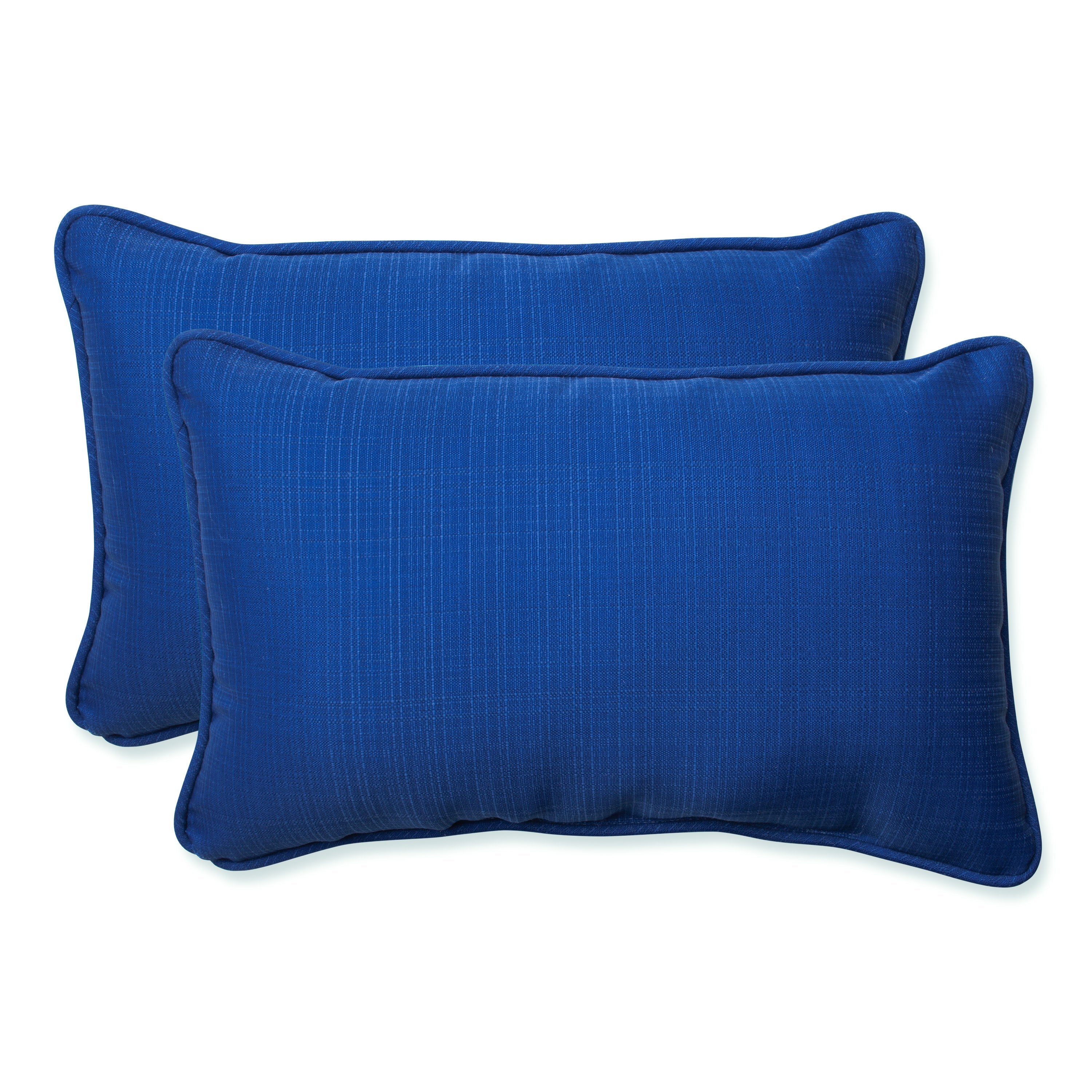 Outdoor/Indoor Fresco Blue Rectangular Throw Pillow (Set of 2)